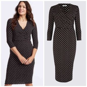 Marks&Spencer Spotted 3/4 Sleeve Wrap Midi Dress